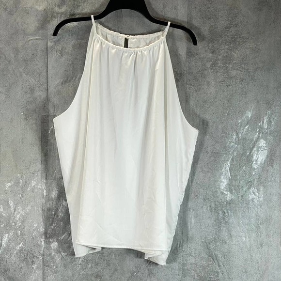 Bar III Women's Blanc Solid Sleeveless Keyhole-Back Halter Top SZ 2XL - Picture 1 of 10
